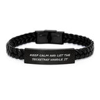 Funny Secretary Gifts from Men, Funny Secretary Interlaced Leather Bracelet, Keep Calm And Let The Secretary Handle It Christmas Unique Gift