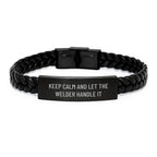 Welder Inspired Interlaced Leather Bracelet Gifts from Friends to Men for Christmas - Keep Calm And Let The Welder Handle It