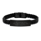 Unique Gifts from Son, Daughter, or Family, Bonus Dad, Never Forget How Much I Love You. Interlaced Leather Bracelet for Men, Funny Bonus Dad Gift for Christmas