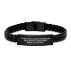 Funny Unbiological Dad Gifts, Interlaced Leather Bracelet for Unbiological Dad, To My Amazing Unbiological Dad Never Forget How Much I Love You Christmas Unique Gifts from Men to Unbiological Dad