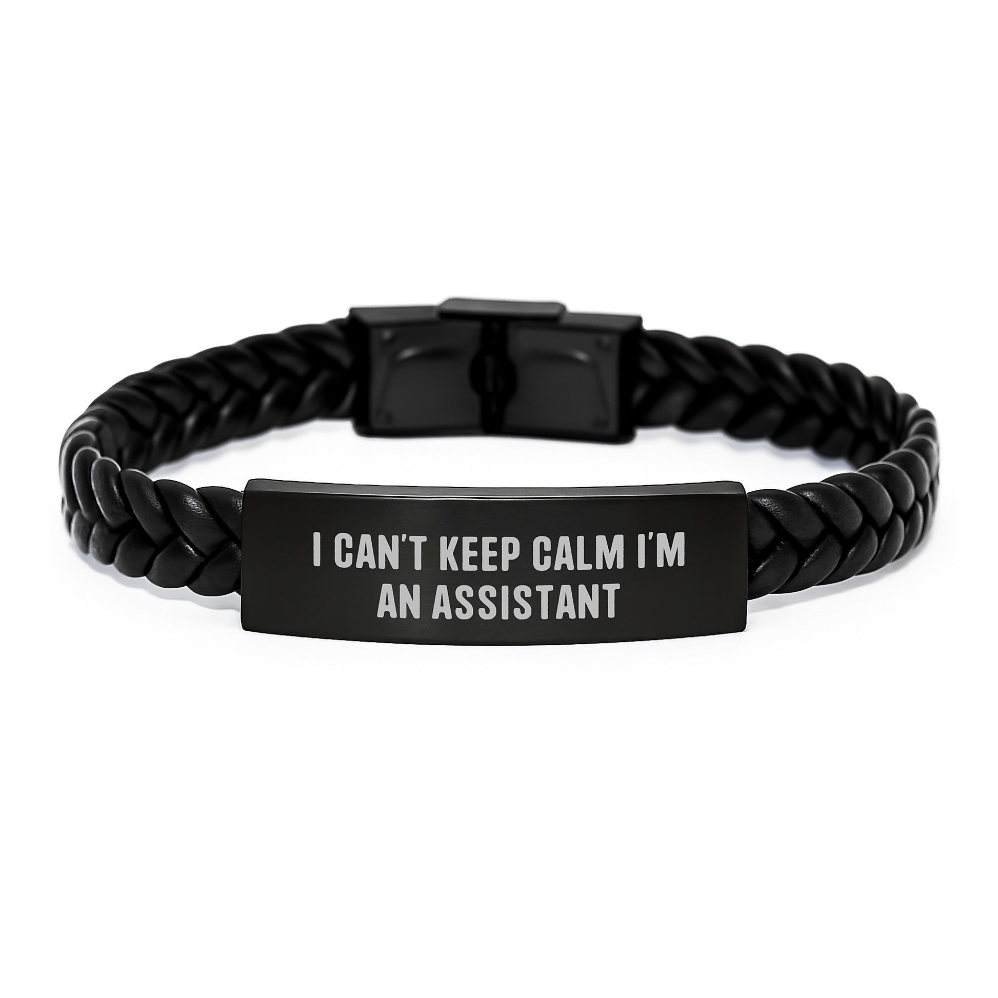 Funny Assistant Gifts from Friends for Men An Interlaced Leather Bracelet I Can't Keep Calm I'm An Assistant - Image 1