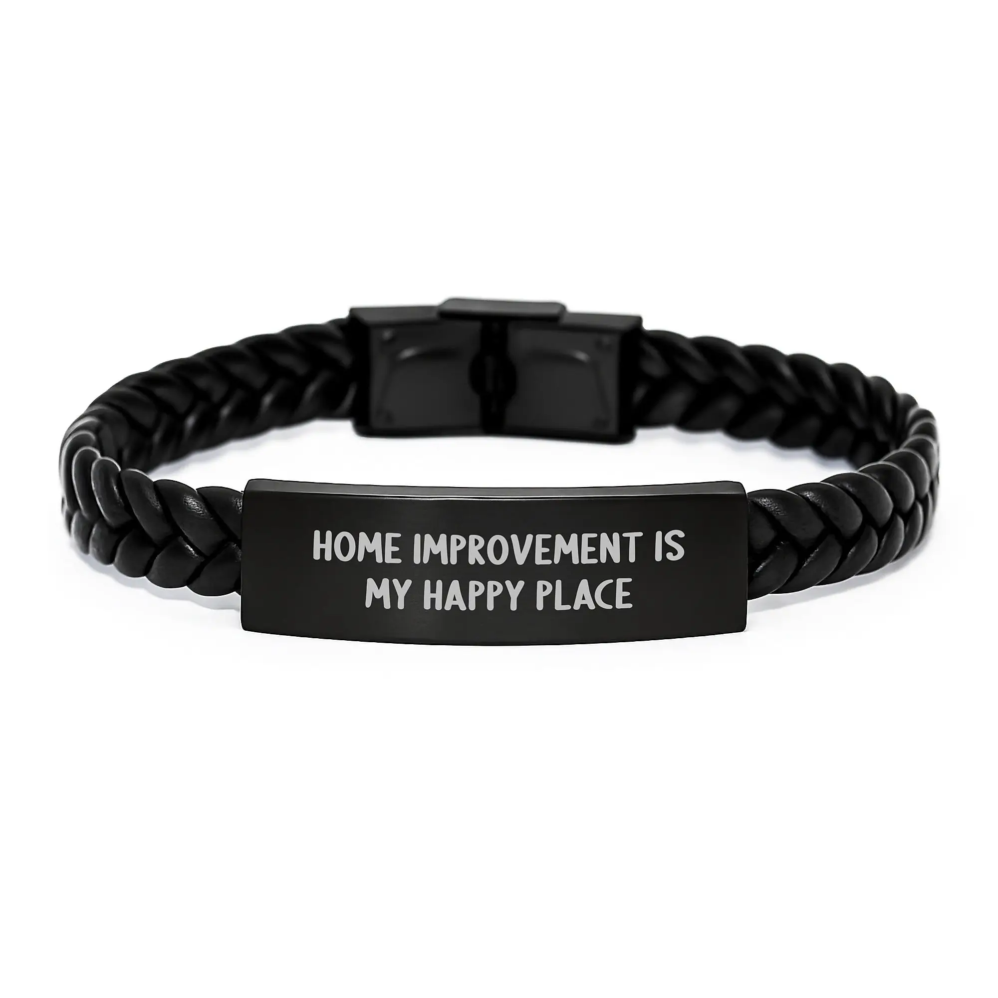 Gifts from Home Improvement Enthusiasts, Home Improvement Is My Happy Place Graduation Unique Gifts, Interlaced Leather Bracelet for Men and Women - Image 1
