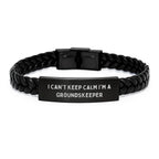Funny groundskeeper Gifts from Men, Unique Christmas Unique Gifts for groundskeeper, Interlaced Leather Bracelet with Quote I Can't Keep Calm I'm A groundskeeper