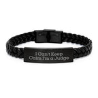 Funny Judge Gifts, I Can't Keep Calm I'm A Judge Christmas Unique Gifts, Interlaced Leather Bracelet for Judges