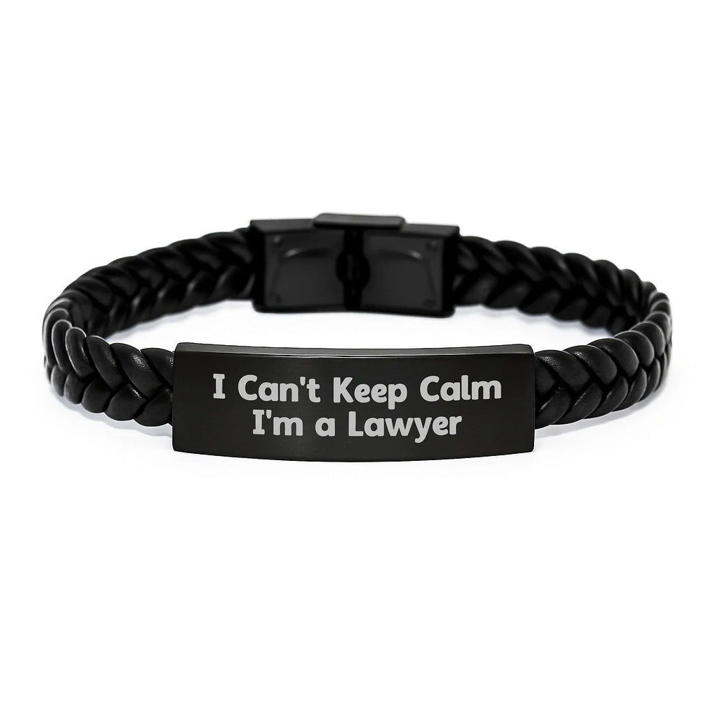 Funny Lawyer Gifts from Friends - I Can't Keep Calm I'm A Lawyer Interlaced Leather Bracelet, Christmas Unique for Men Lawyers