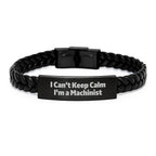 Funny Machinist Quote Interlaced Leather Bracelet, Christmas Unique Gifts for Machinist Man, Gifts from Men to Best Machinist Friend