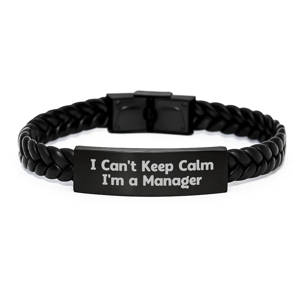 Funny Manager Gifts, I Can't Keep Calm I'm A Manager Interlaced Leather Bracelet, Gifts from Men to Manager for Christmas