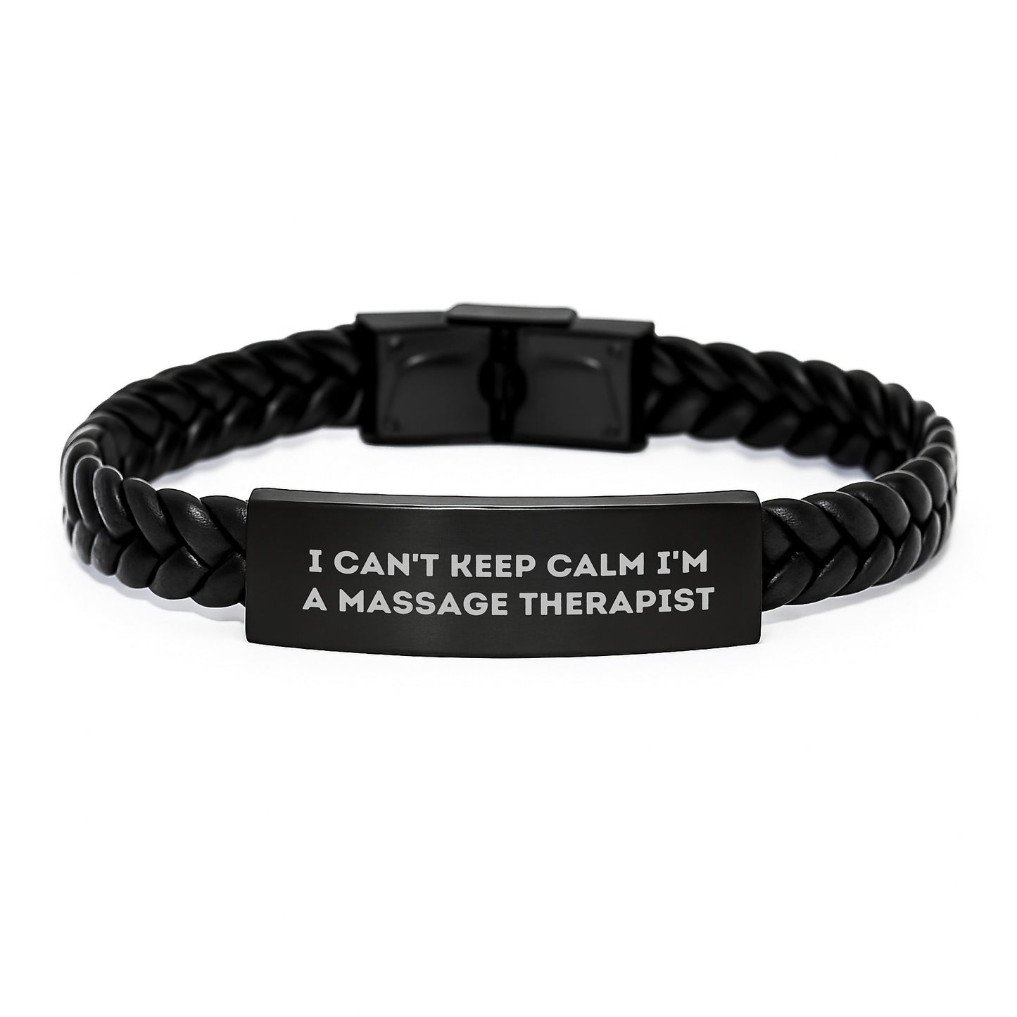 Funny 'I Can't Keep Calm I'm A Massage Therapist' Interlaced Leather Bracelet Gifts from Friends for Men Women Coworkers Family during Christmas Unique Occasions - Image 1