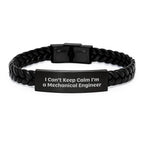 Funny Mechanical Engineer Gifts, I Can't Keep Calm I'm A Mechanical Engineer, Interlaced Leather Bracelet for Birthday, Gifts from Friends, for Men, Unique Present