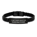 Funny Nurse Practitioner Gifts for Christmas Unique Interlaced Leather Bracelet from Friends and Family