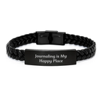 Journaling Motivation Gifts from Family to Graduand with Funny Quote Interlaced Leather Bracelet, Inspirational Journaling Accessory for Women Friends - Image 1