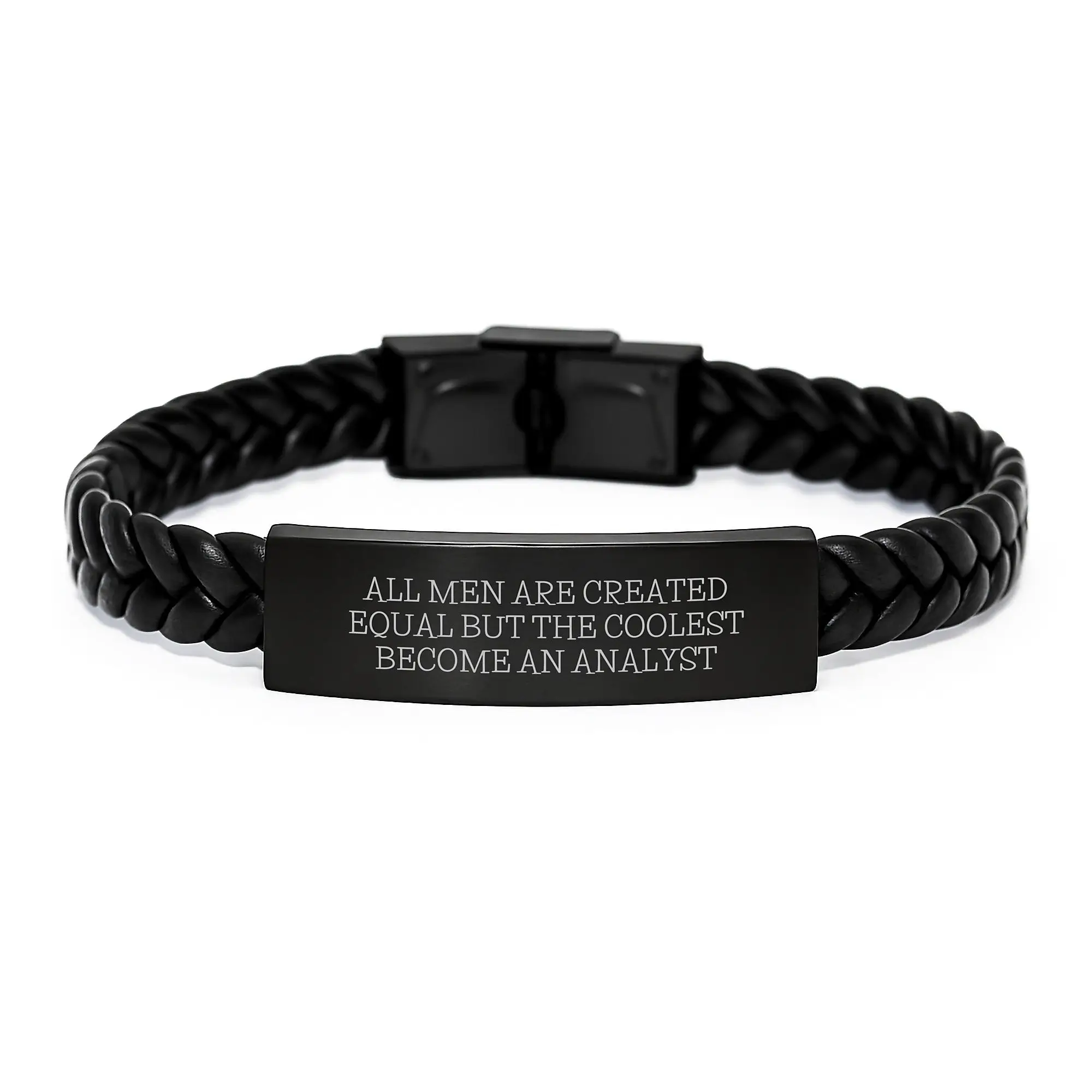 Analyst Keepsake Interlaced Leather Bracelet for Him Graduation Gift - Image 1