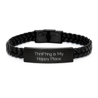 Thrifting Gifts for Women - Inspirational Interlaced Leather Bracelet, Gifts from Friends, Funny Quote, Graduation Unique Gifts, Thrifting Enthusiast, Leather Wrap Bracelet - Image 1