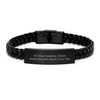 Inspirational Daughter Gifts from Mom, Interlaced Leather Bracelet for Her Birthday, 'My Dear Daughter, Always Remember How Much I Love You.'