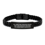 Funny Apartment Manager Graduation Unique Gifts for Him - Interlaced Leather Bracelet with Stainless Steel, Gifts from Men to Apartment Manager - Image 1