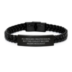Gifts from Friends, Funny Archeologist Inspired Interlaced Leather Bracelet, Graduation Unique Gifts for Him - Image 1