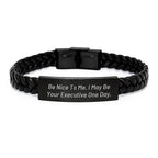 Executive Interlaced Leather Bracelet Gifts from Men to Executive for Christmas Unique