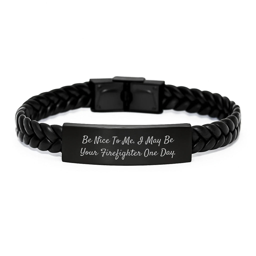 Funny Firefighter Gifts from Men for Firefighters - Interlaced Leather Bracelet with Inspirational Quote - Christmas Unique Presents