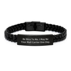 Funny Mail Carrier Gifts, Interlaced Leather Bracelet Quote, Gifts from Friends for Mail Carrier, Birthday Unique Gifts