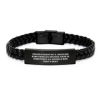 Funny Cavalier King Charles Spaniel Dog Gifts for Men, Women, Friends, Graduation Unique Presents from Family, Interlaced Leather Bracelet with Engraved Stainless Steel for Him or Her - Image 1