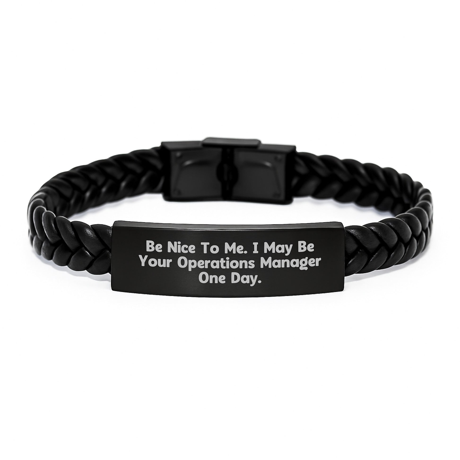 Funny Operations Manager Gifts from Friends - Be Nice To Me. I May Be Your Operations Manager One Day. Interlaced Leather Bracelet for Men and Women Birthday Unique Gifts - Image 1