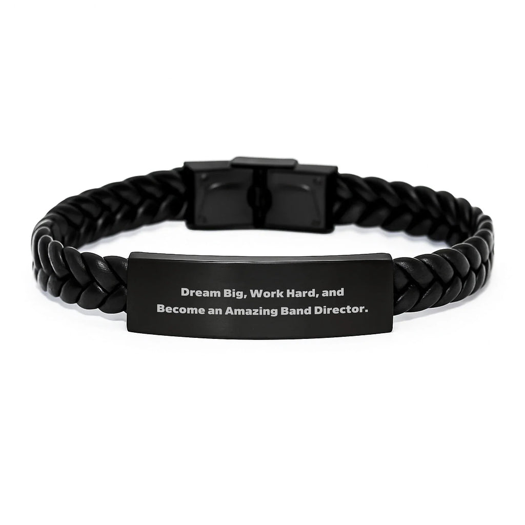 Gifts for Band Director, Inspirational Interlaced Leather Bracelet, Christmas Unique Ideas for Him