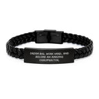 Inspiring Chiropractor Gifts for Men - 'Dream Big Work Hard' Interlaced Leather Bracelet, Christmas Unique Presents for Chiropractor Friends, Family, Coworkers from Loved Ones