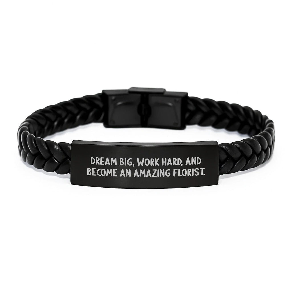 Florist Gifts from Friends - 'Dream Big, Work Hard, And Become An Amazing Florist.' Interlaced Leather Birthday Jewelry for Women, Men, Family, Coworkers