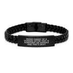 Gordon Setter Dog Gifts from Family, Proud Parent Of A Gordon Setter That Is Sometimes An Asshole And That's Okay Interlaced Leather Bracelet for Men Graduation Unique Gifts - Image 1