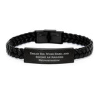Unique Inspirational Gifts for Neurosurgeon Men from Family - Dream Big Interlaced Leather Bracelet - Christmas Unique
