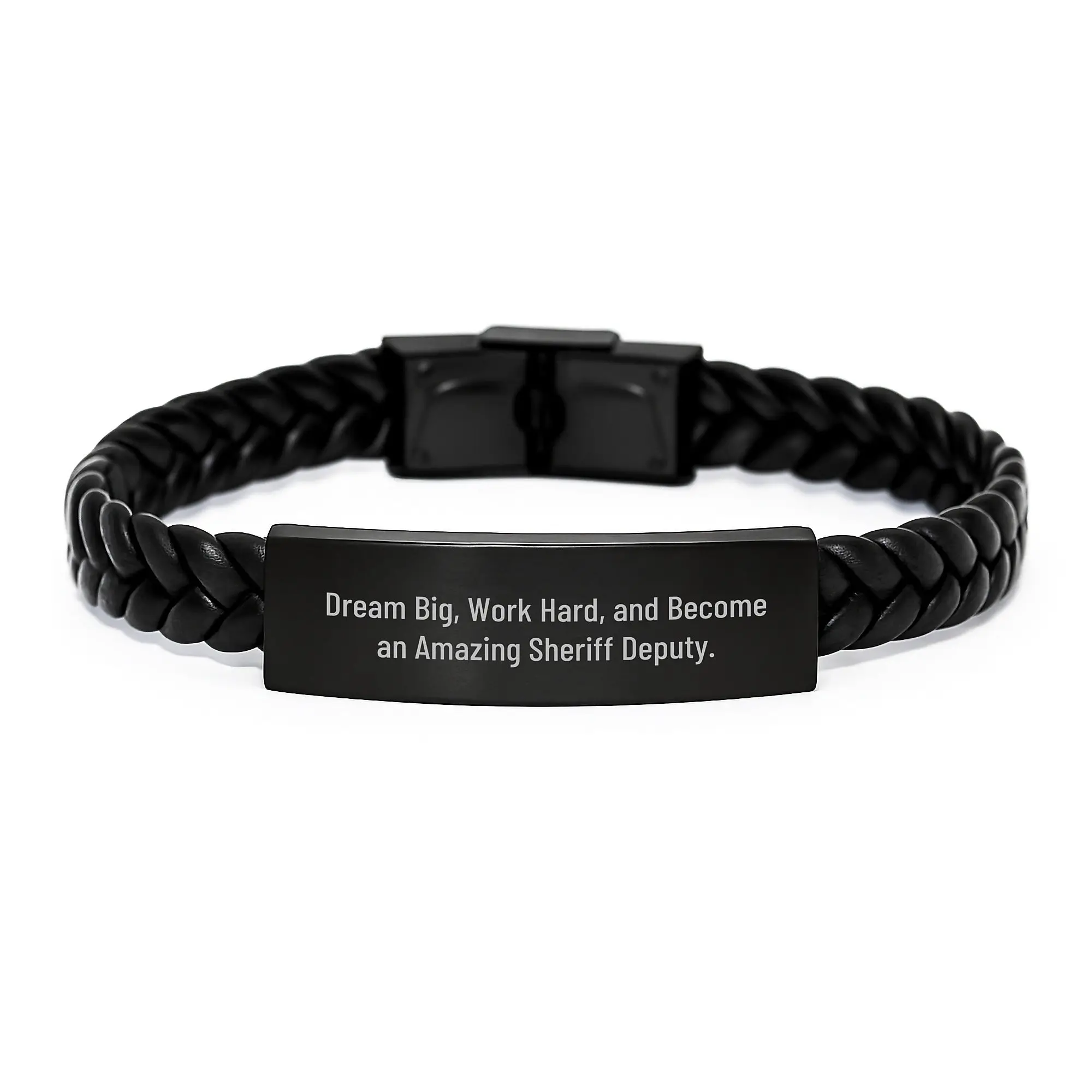 Inspirational Sheriff Deputy Gifts, Funny Interlaced Leather Bracelet for Birthday, Gifts from Friends to Become an Amazing Sheriff Deputy - Image 1