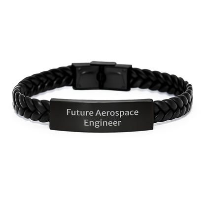 Future Aerospace Engineer Inspirational Quote Interlaced Leather Bracelet Gifts from Friends, for Men, Birthday Unique Gifts - Image 1