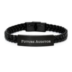 Funny Quote Gifts for Future Auditor, Interlaced Leather Birthday Unique Gifts from Friends to Family, Men or Women