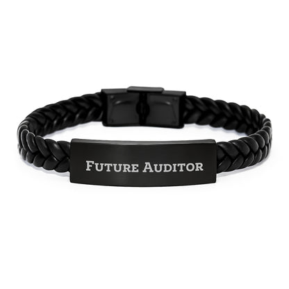 Funny Quote Gifts for Future Auditor, Interlaced Leather Birthday Unique Gifts from Friends to Family, Men or Women - Image 1