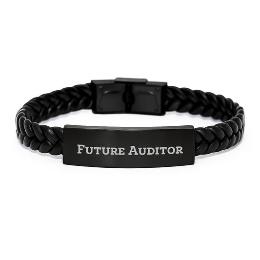 Funny Quote Gifts for Future Auditor, Interlaced Leather Birthday Unique Gifts from Friends to Family, Men or Women - Image 1