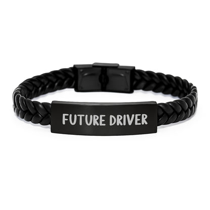 Funny Driver Quote Interlaced Leather Bracelet Gifts for Men, Unique Christmas Unique Gifts from Friends to Family - Image 1