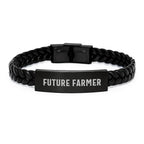 Future Farmer Gifts for Him, Funny Inspirational Leather Interlaced Bracelet, Christmas Unique Gifts from Friends to Family
