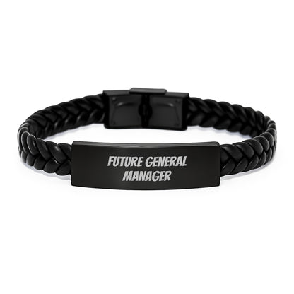 Funny Future General Manager Gifts from Family - Interlaced Leather Birthday Unique Gift for Men, Women, or Coworkers with Inspirational Quote - Image 1