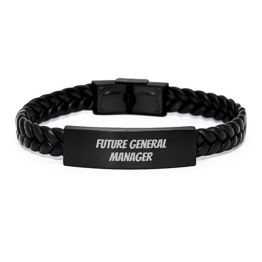 Funny Future General Manager Gifts from Family - Interlaced Leather Birthday Unique Gift for Men, Women, or Coworkers with Inspirational Quote - Image 1