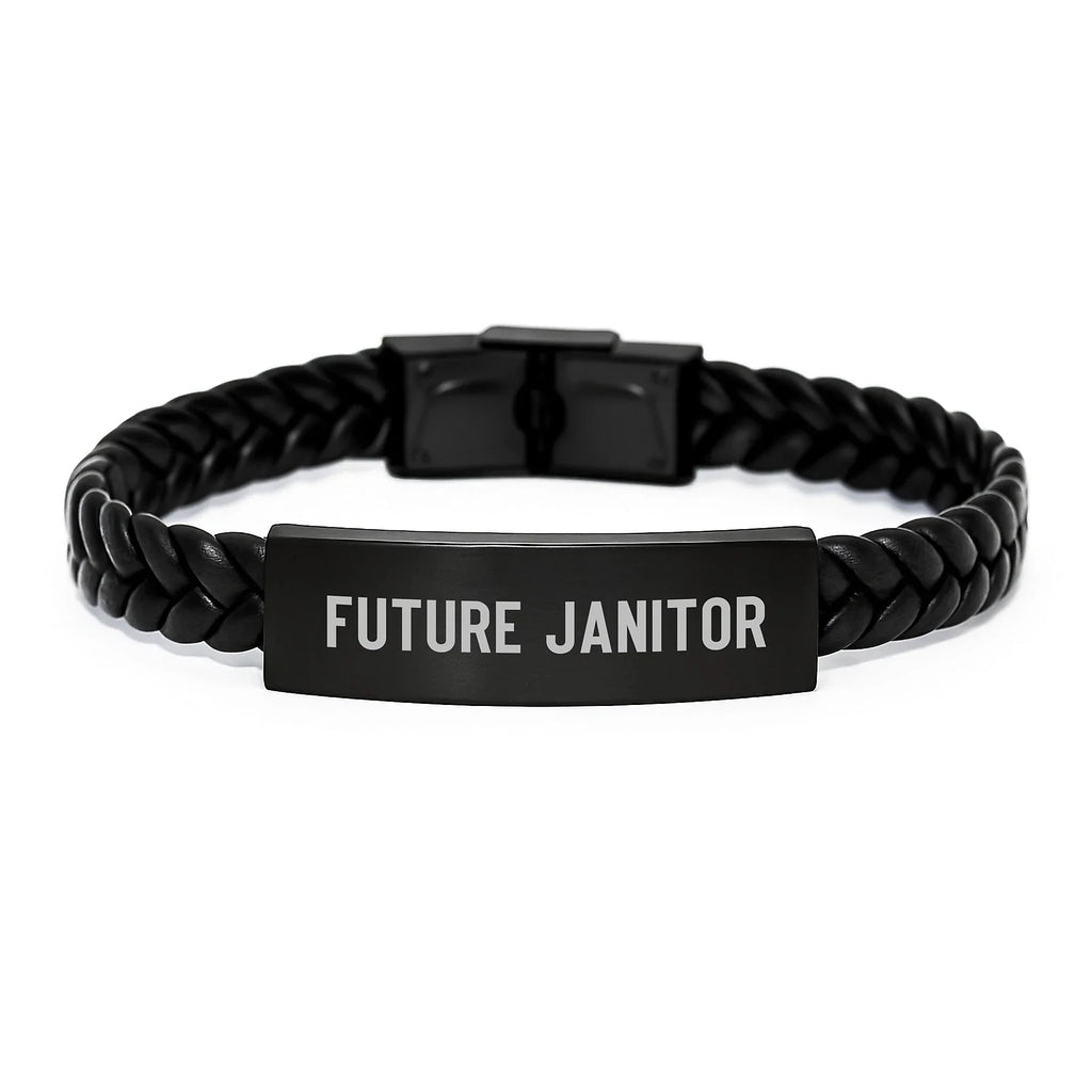 Funny Quote Janitor Christmas Unique Gifts from Friends Interlaced Leather Bracelet for Janitor Men