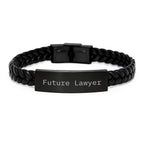 Funny Lawyer Gifts for Men, Future Lawyer Enthusiast Leather Interlaced Bracelet, Christmas Unique Gifts from Friends to Lawyer