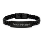 Funny Millwright Gifts, Future Millwright Inspiring Interlaced Leather Bracel, Gifts from Family for Future Millwright, Birthday Unique Gifts for Millwright
