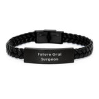 Funny Future Oral Surgeon Gifts from Men to Oral Surgeon Christmas Unique Gifts Interlaced Leather Bracelet with Quote