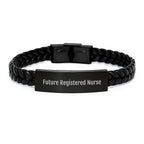 Funny Quote Future Registered Nurse Christmas Unique Gifts from Mom Interlaced Leather Bracelet for Registered Nurse Students, Registered Nurse Nurse