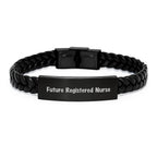Funny Future Registered Nurse Engraved Interlaced Leather Bracelet Gifts from Friends to Friends for Christmas Unique Gifts for Registered Nurses