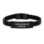 Funny Inspirational Gifts for Respiratory Therapist, Christmas Unique Interlaced Leather Bracelet, Gifts from Family