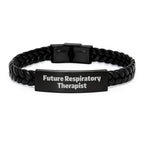Funny Inspirational Quote Gifts from Family for Respiratory Therapist Interlaced Leather Bracelet Christmas Unique