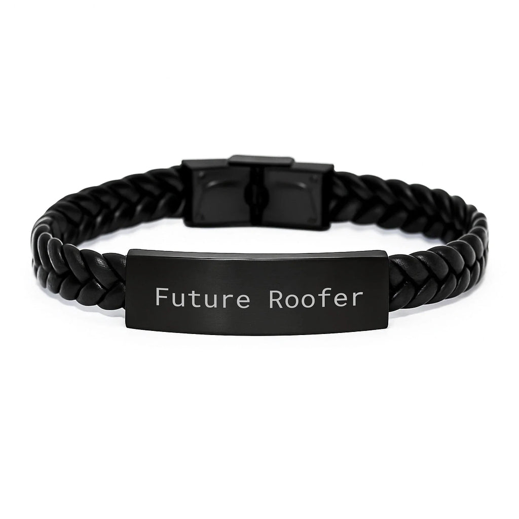 Inspiring Future Roofer Gifts, Interlaced Leather Bracelet for Men, Funny Quote 'Future Roofer', Christmas Unique Gifts from Friends
