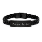 Funny Sailor Gifts from Friends, Inspirational Interlaced Leather Bracelet for Future Sailor Men, Unique Christmas Unique Gifts