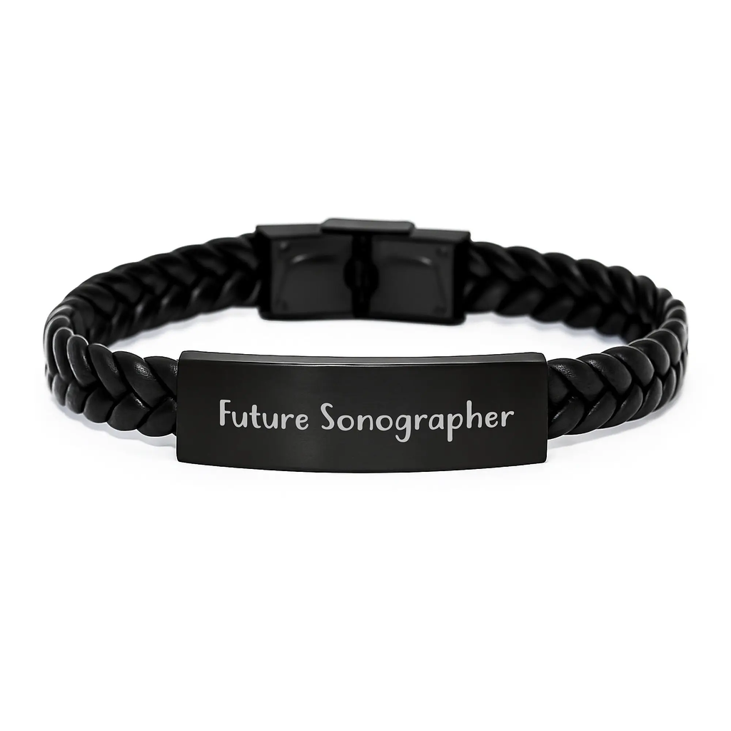 Gifts from Friends and Family for Future Sonographer, Funny Inspirational Quote Interlaced Leather Bracelet with Stainless Steel, Birthday Unique Gifts for Sonographer Students - Image 1